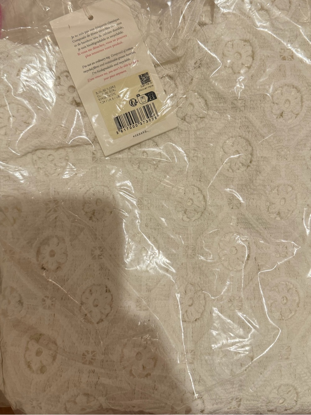 Sezane White Eyelet Lace Ruffle-Neck Blouse - Picture 2 of 3